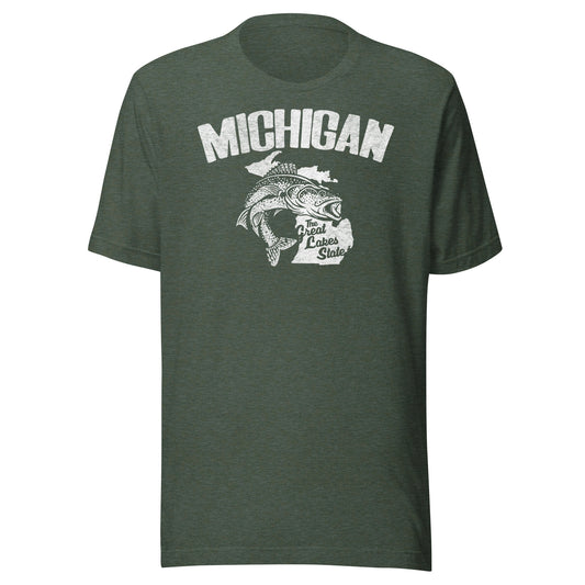 MICHIGAN GREAT LAKES STATE WALLEYE T-SHIRT